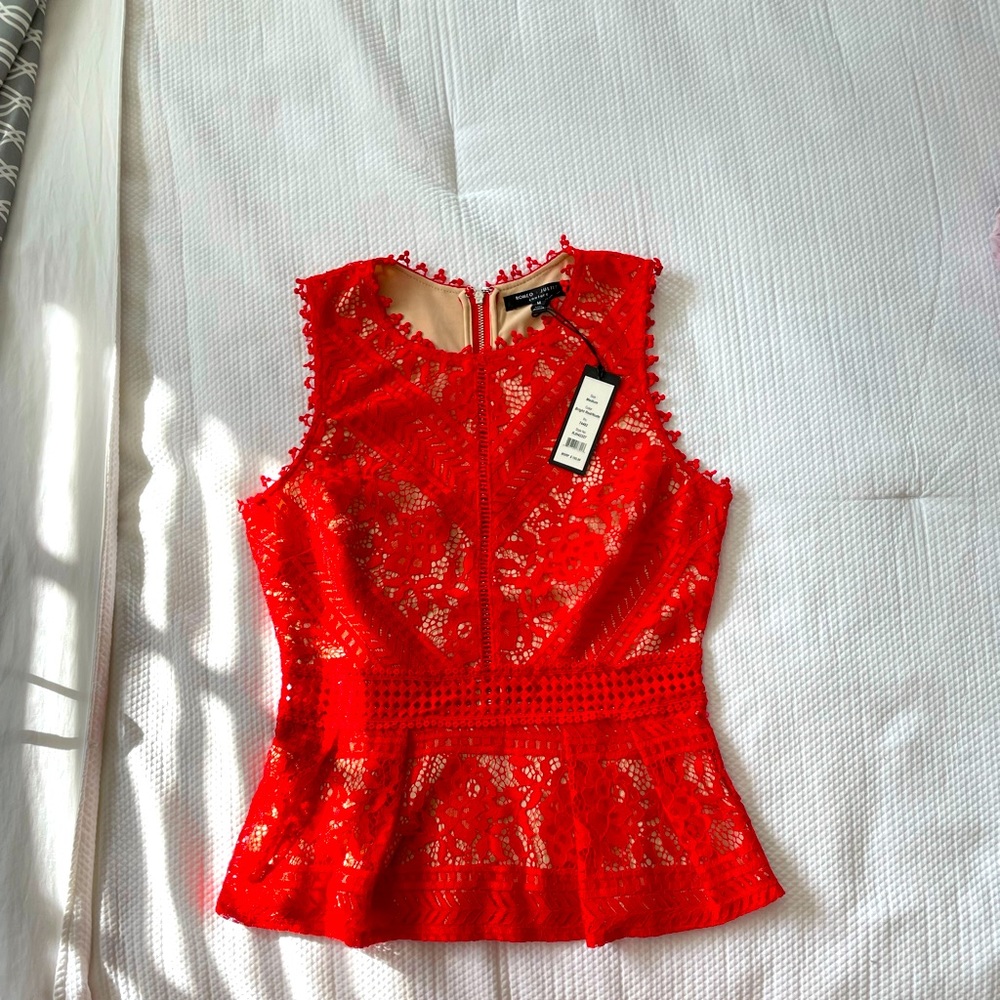 Brand New Romeo and Juliet Couture bright red lace top